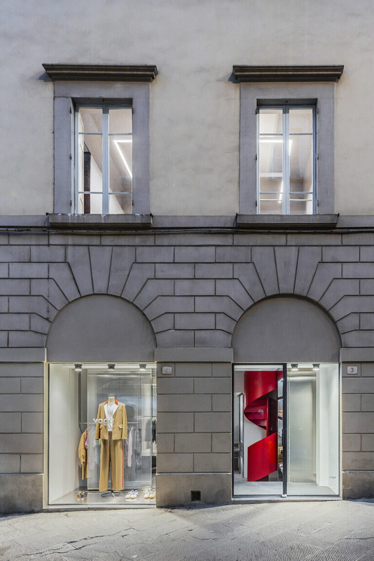 domestic elements transform into displays within retail space in italy