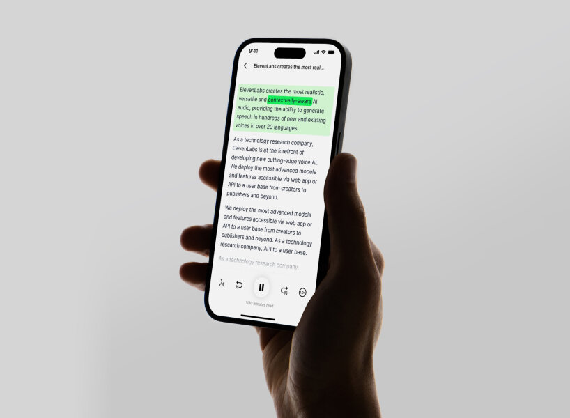 The Reader app allows users to listen to any text content with ElevenLabs voices
