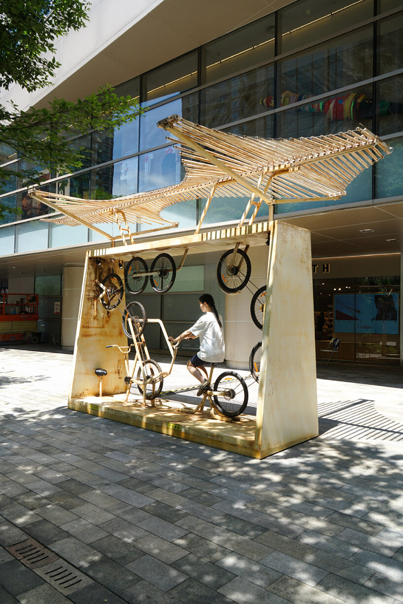 MBRS transforms discarded bicycle components into interactive urban art installation in china