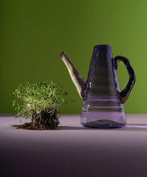 hand-sculpted glass can series THIRST turn watering into a sacred ritual