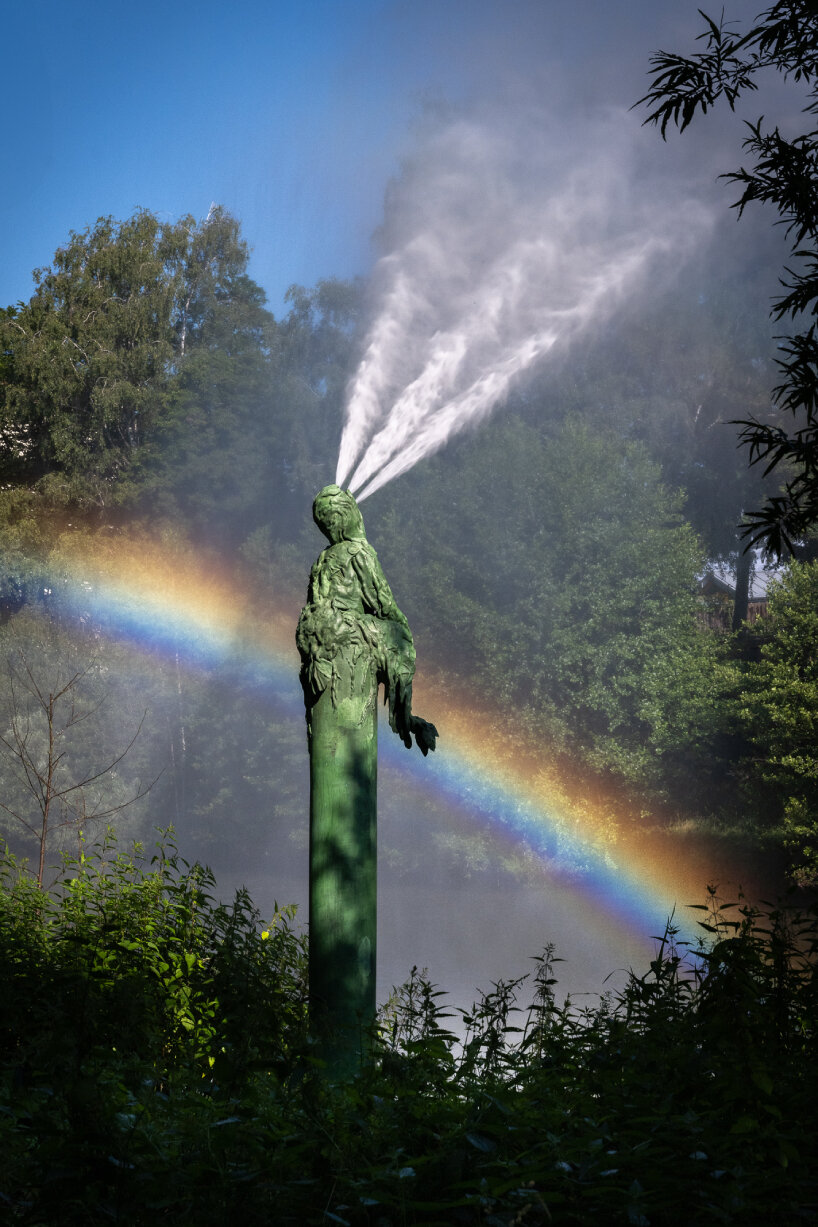 studio brynjar & veronika's fountain sprays ephemeral rainbow across river enz at ornamenta