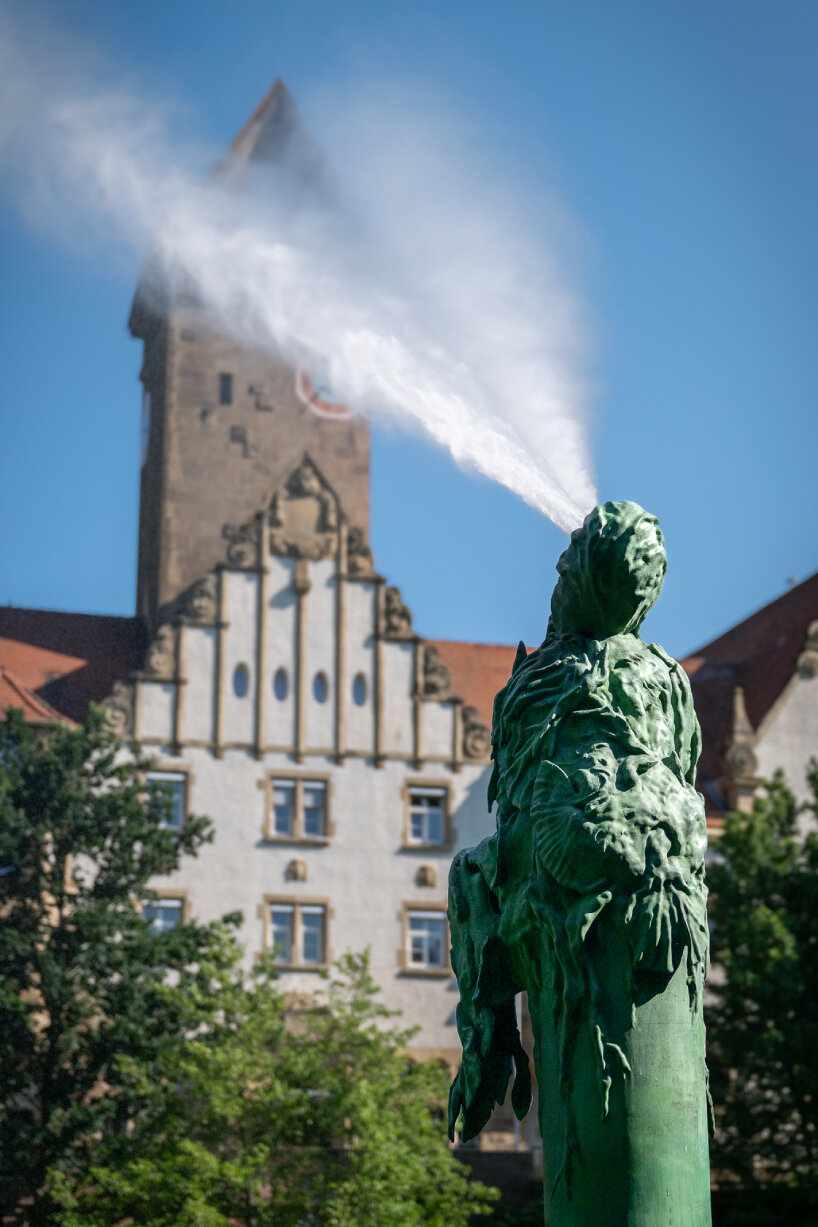 veronika sedlmair & brynjar sigurðarson's fountain sprays ephemeral rainbow across river enz