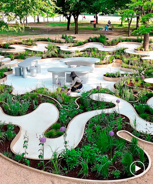 multi-layered maze-like public garden by studiorebuild coils around river park's trees in seoul