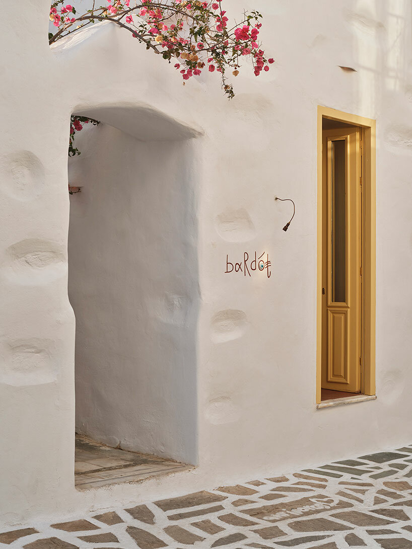 maison bardot gallery in antiparos, greece, blends cycladic architecture & mid-century design