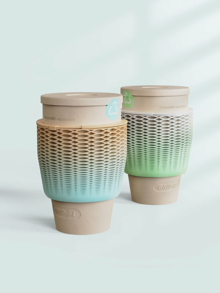 eco-friendly paper coffee cups get a vibrant holder that folds up and ...