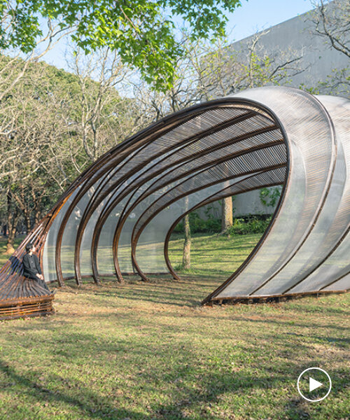 ling-li tseng's bamboo pavilion creates cocooning space to linger on taiwan university campus