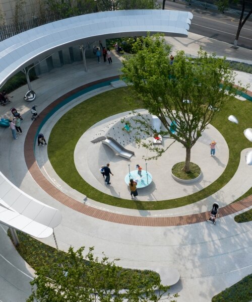 concentric pathways and gardens encircle HID's connective urban node in hubei, china