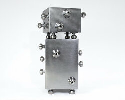 doorknob-adorned stainless steel stool by junha jang explores spatial boundaries