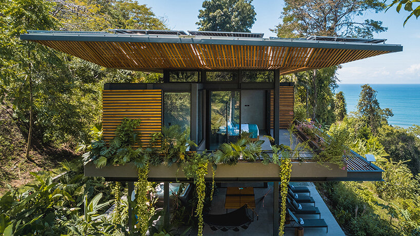 'weightless' timber rooftop shades studio saxe's home in costa rica