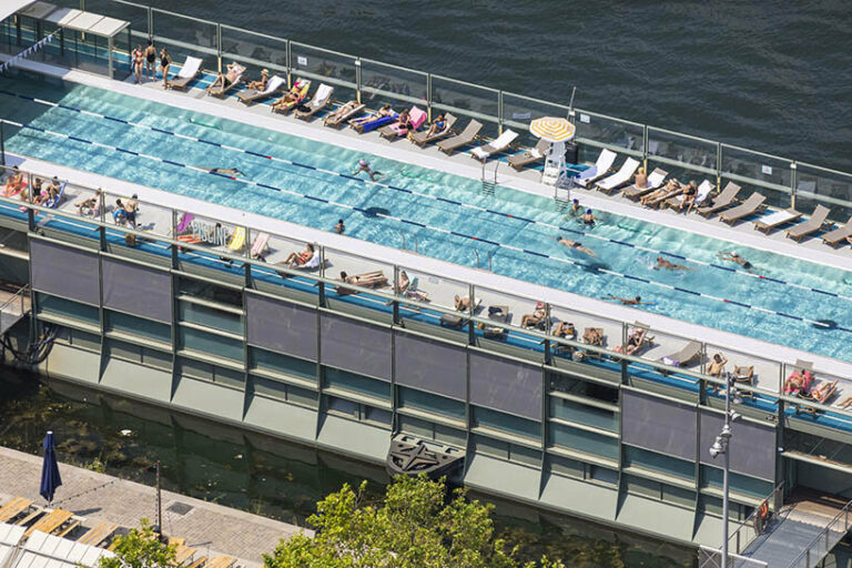 floating swimming pool 'annette K' sails the seine just in time for ...