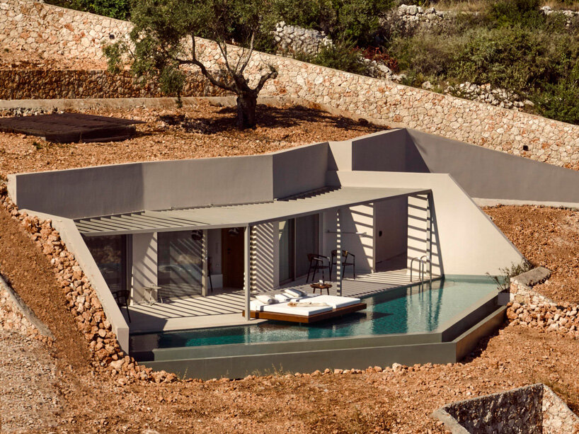 urban soul project's yoma cove suites emerge from zakynthos island's cliffside