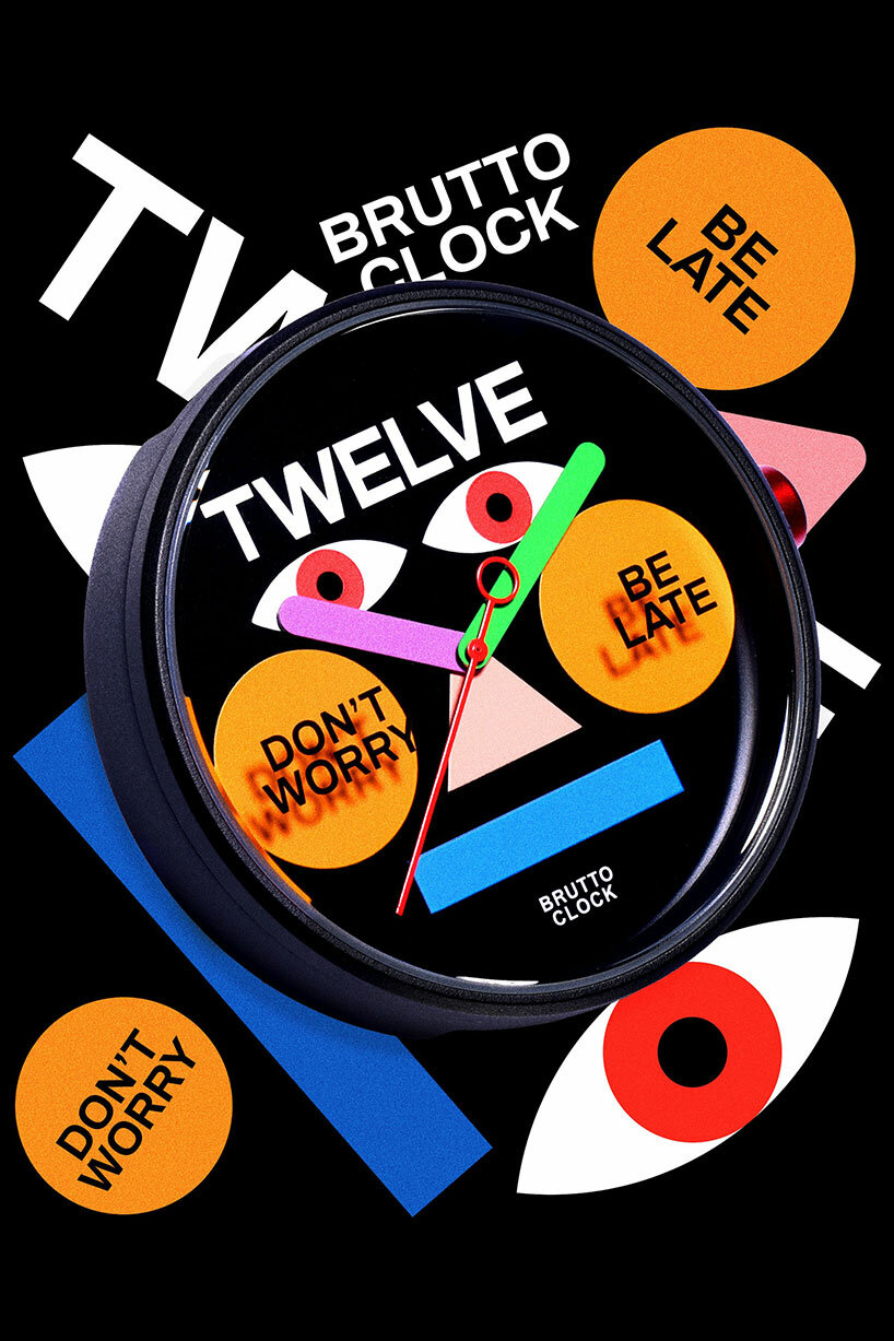 vibrant symbol-free wristwatch by anicorn and brutto studio celebrates the art of being late