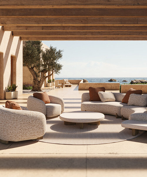 vondom’s outdoor milos collection mimics rocks smoothed by mediterranean winds & waves