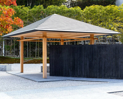 angled walls and folly composition by hajime yoshida echoes traditional japanese gardens