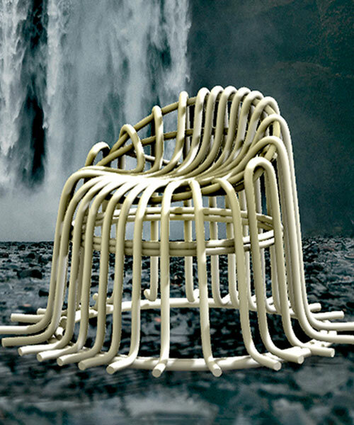 waterfall chair with smooth, flowy rattan curves reflects tranquility of cascading waters