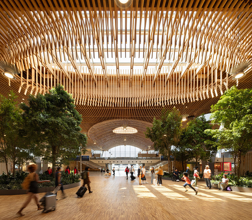 world's largest mass timber airport opens to travelers in portland