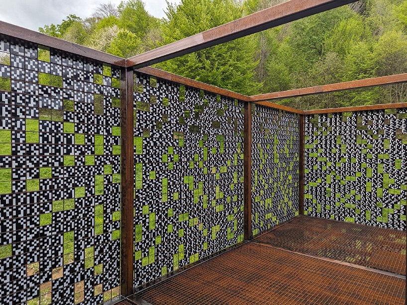 alberto frigo encodes his life as iron pixels with cubic sculpture in the little dolomites