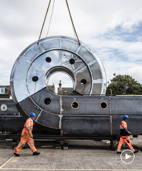 interview: alex chinneck brings a massive, looping steel boat to sheffield's historical canal