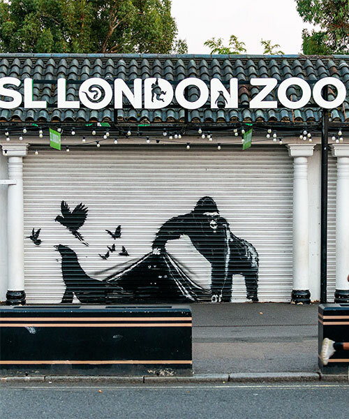 banky's ninth mural in nine days features animals escaping from london zoo