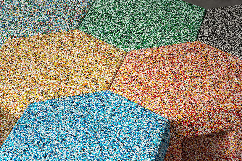 BENTU design repurposes discarded shoes into sustainable rubber WU stools