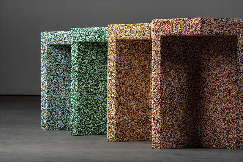 BENTU design repurposes discarded shoes into sustainable rubber WU stools