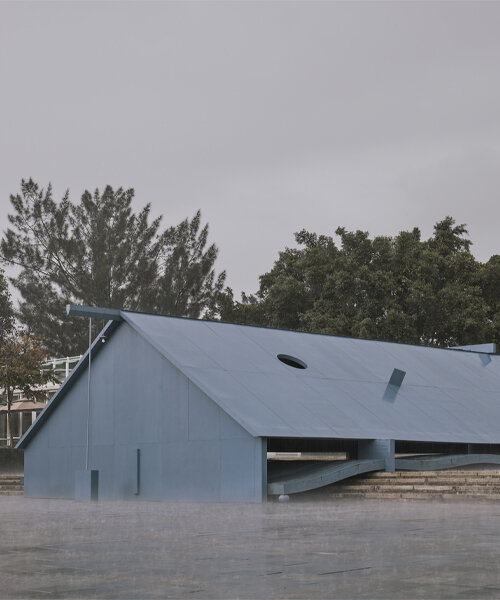 pairing timber and steel, taipei's blue house pavilion depicts spatial fragmentation