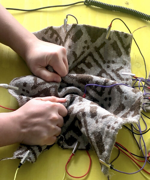 e-textiles make sounds like electronic musical instruments when users touch or stretch them