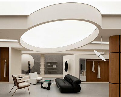 elliptical elements bring living room warmth to xframe studio's OSC boutique in china