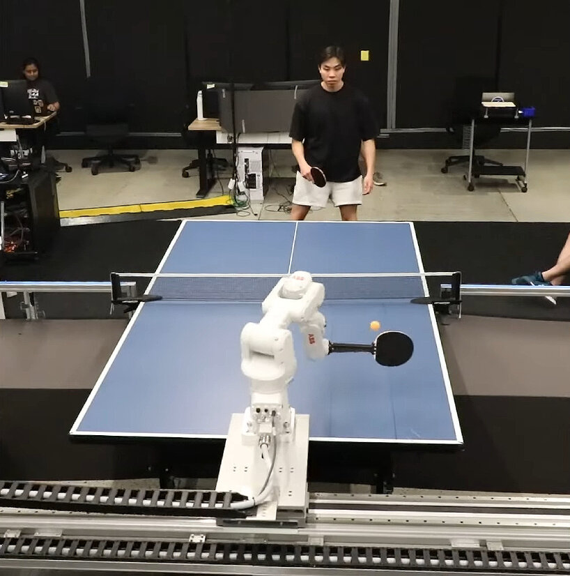 the robot arm has already achieved intermediate-level human play on rallies