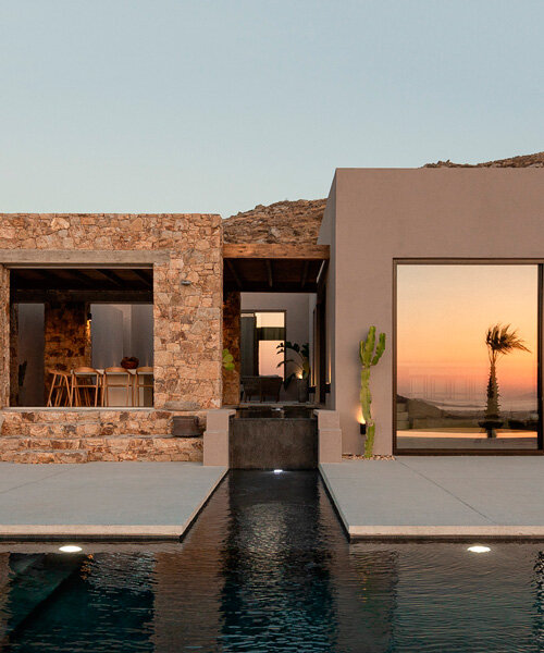 echoing cycladic squares, la punta villa's layout encircles central courtyard in naxos island