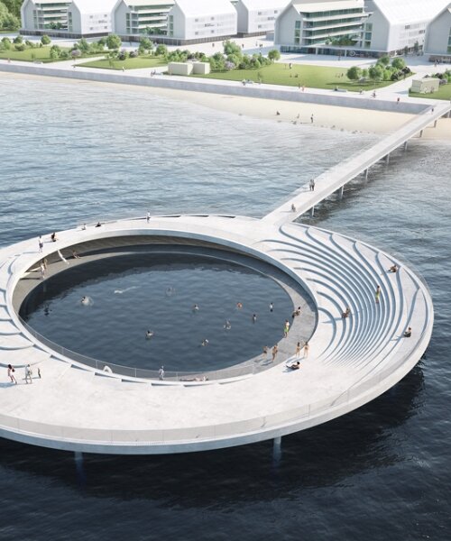 urban swimming pool in lisbon's river tagus doubles as amphitheater and solarium