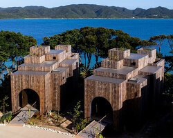 miru amami resort welcomes cavernous and stilted wooden villas overlooking japanese bay
