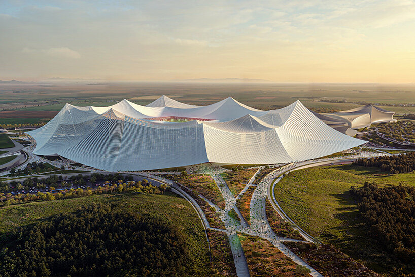 The world's largest football stadium will be covered with a tent roof in Morocco