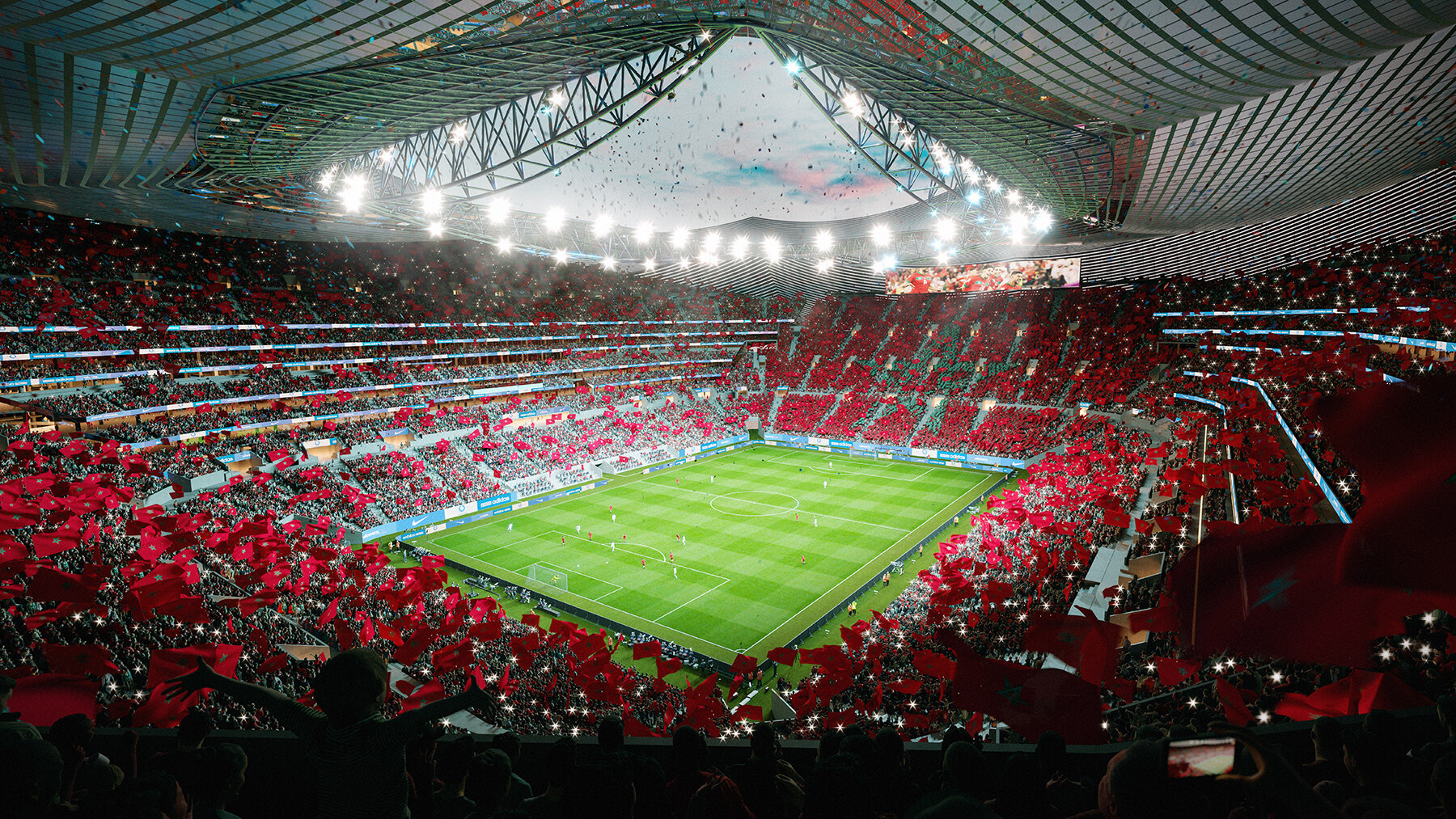 world's largest football stadium to be shrouded in a 'tent' roof in morocco