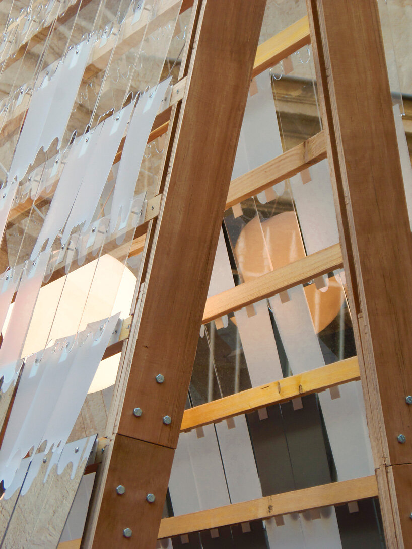kinetic mirror pavilion's living facade rhythmically reflects french monument for paris 2024