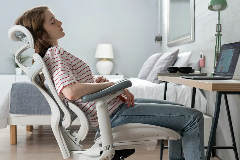 La serie ergonómica doro de SIHOO mejora la comodidad al sentarse mediante soporte lumbar, para el cuello y los brazos.