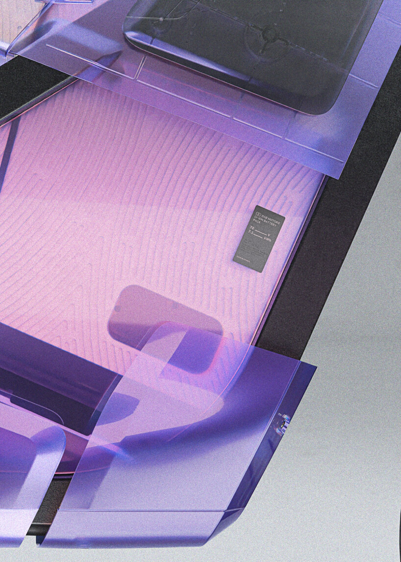 detailed view of the transluscent purple plastic