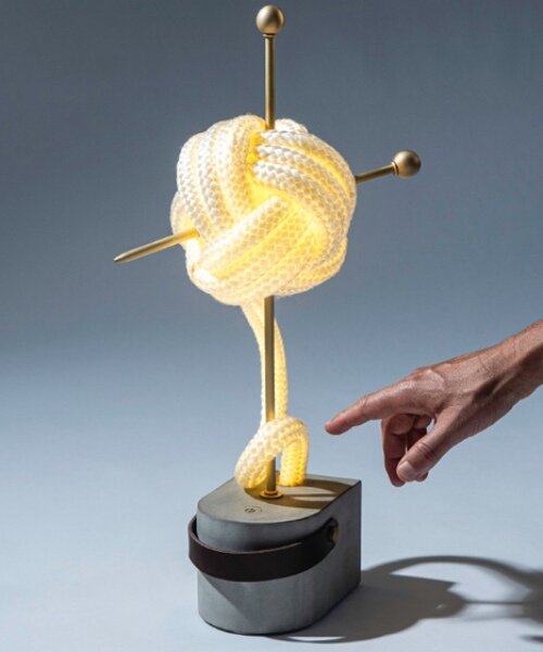 studioknob's rope lamps bring nautical knots and serpentine motions into the home