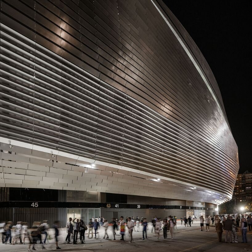 real madrid's stadium unveils its revamped metallic facade