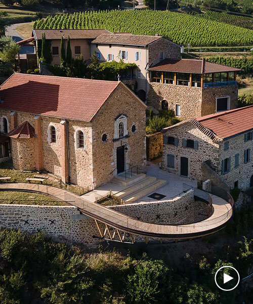 belvedere's wooden promenade by collection architectes floats above vineyards in france