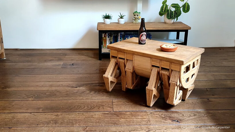 carpentopod walking wooden table