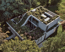 cascading patio shapes terraced garden hills at olivos house, wrapping surrounding landscape