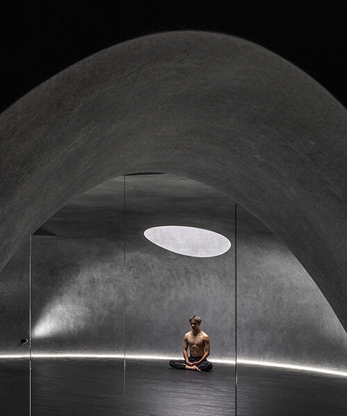 circular skylight illuminates cave-like meditation space by studio X4 in taipei