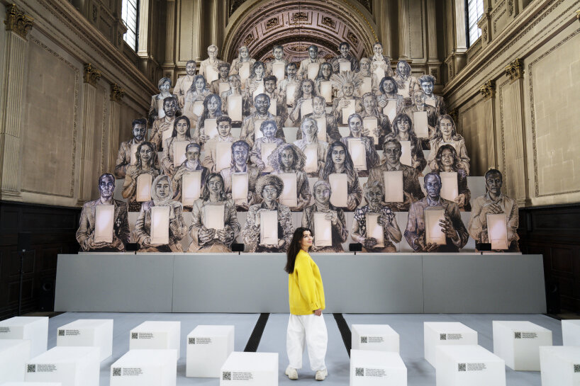 Es Devlin in front of her installation in London, Congregation