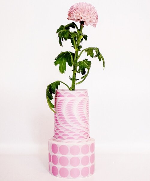 super nature design's playful paper vases expand in various configurations