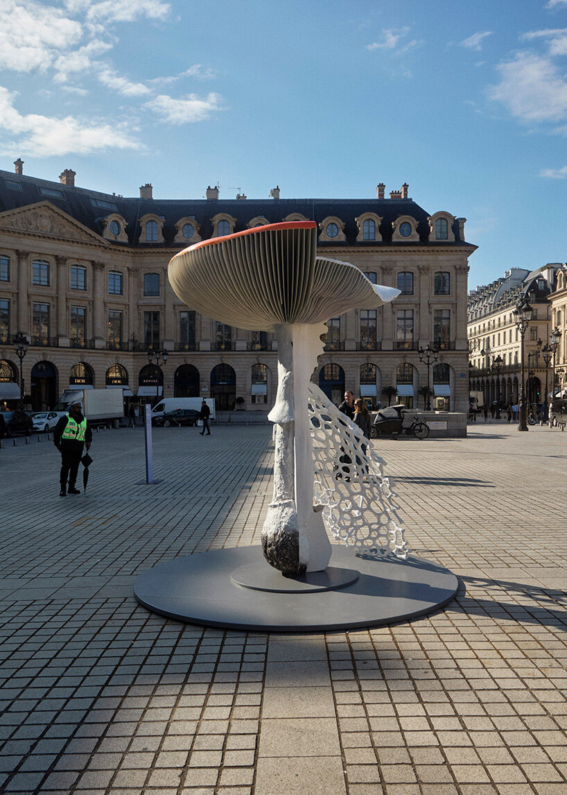 a giant triple mushroom by carsten höller sprouts in paris' place vendôme