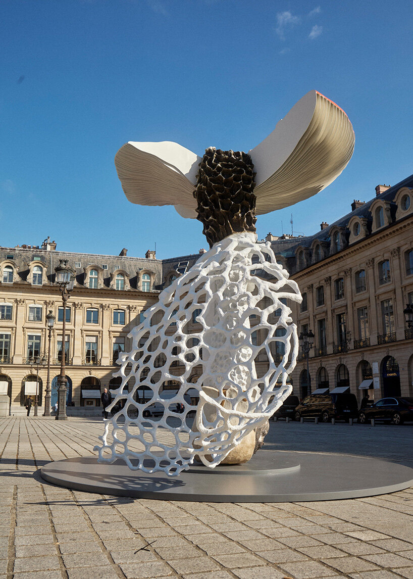 a giant triple mushroom by carsten höller sprouts in paris' place vendôme