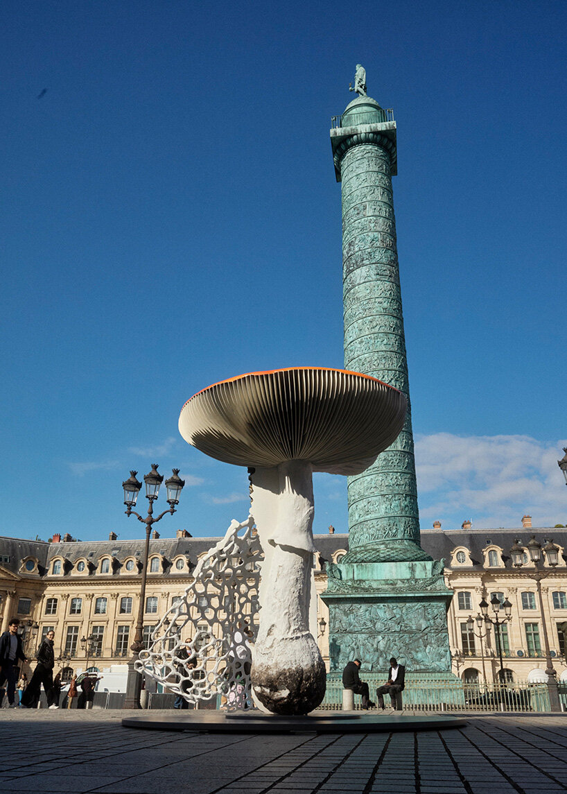 a giant triple mushroom by carsten höller sprouts in paris' place vendôme