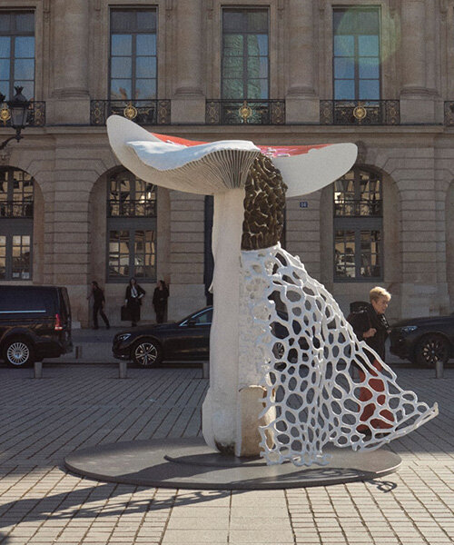 a giant triple mushroom by carsten höller sprouts in paris' place vendôme