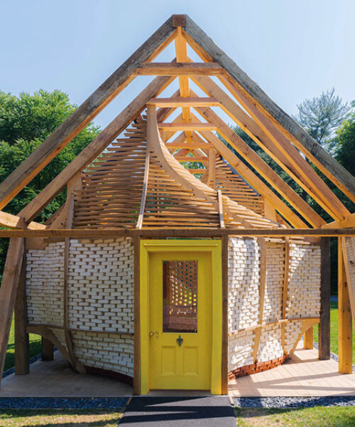 mycelium brick pavilion by andre kong studio sprouts in new york botanical gardens